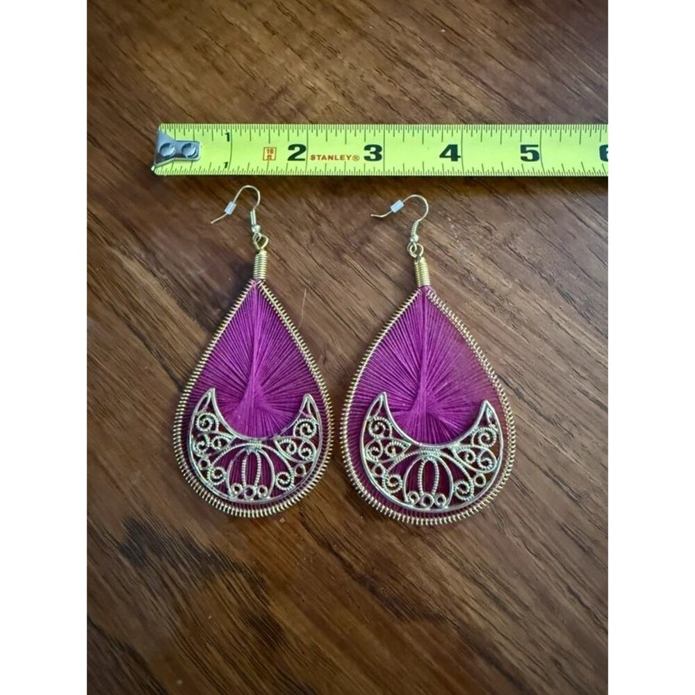 Purple Thread Essential Oil Diffuser Teardrop Earrings